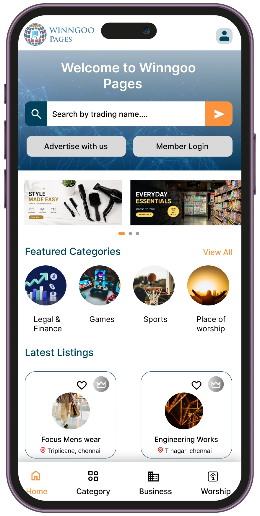 Winngoo Pages App Preview